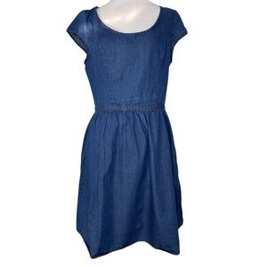 Old Navy Blue A-Line Flutter Cap Sleeves Dress Pockets Casual Summer Size 10
